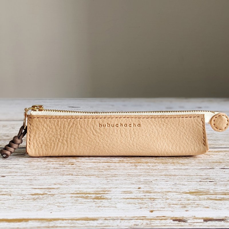 手工真皮 笔袋/笔盒/笔套 立体款 - 铅笔盒/笔袋 - 真皮 卡其色