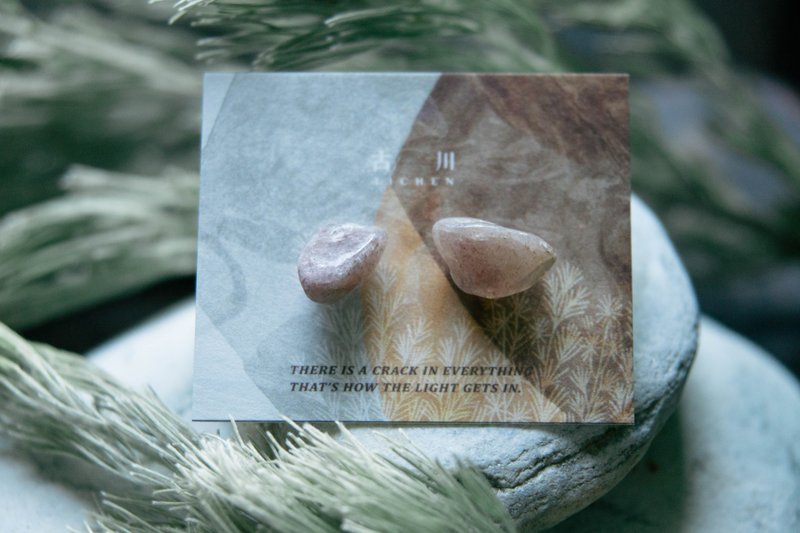 CRACK | 矿物系耳环 |  EARRINGS - 耳环/耳夹 - 玉石 粉红色