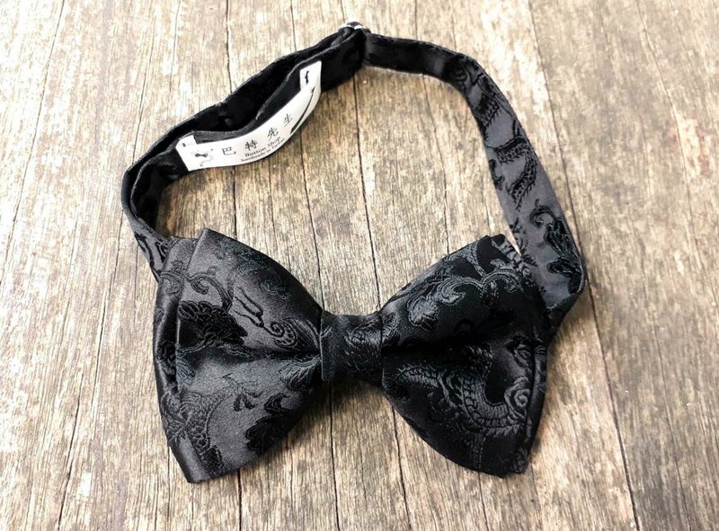 花与龙纹 蚕丝 领结 Bow ties - 领结/领巾 - 丝．绢 黑色