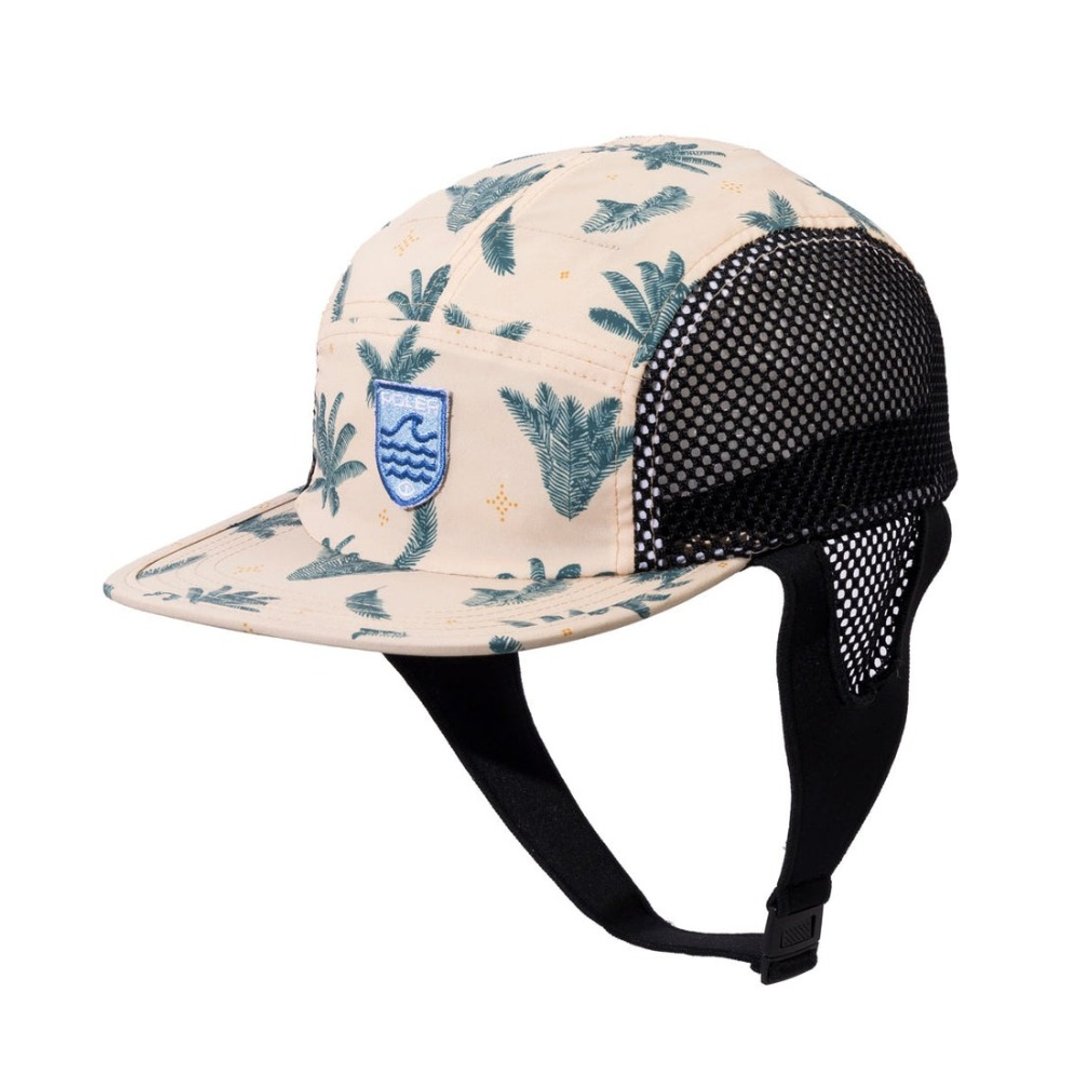 日本限定POLER 2WAY SURF CAP 两用冲浪五片帽 附扣带 / 米褐印花 - 帽子 - 聚酯纤维 卡其色