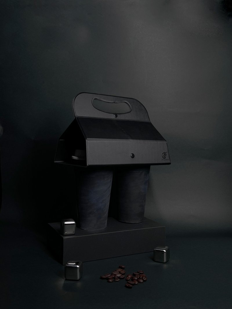 极简主义咖啡提袋/可折叠收纳/饮料提袋/饮料杯袋/提袋/杯袋 - 随行杯提袋/水壶袋 - 其他材质 黑色