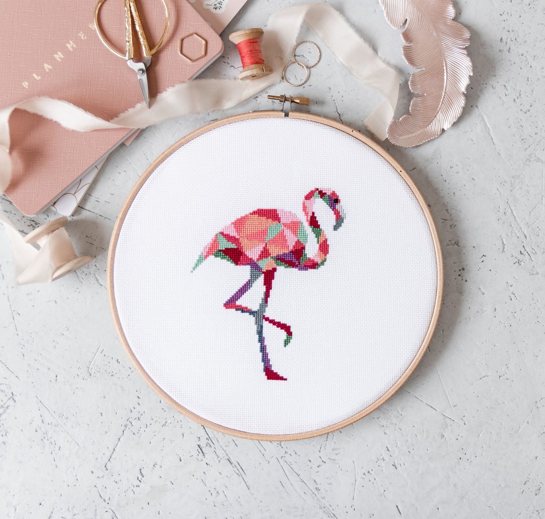 Flamingo Cross Stitch PDF Pattern 十字繡 - 编织/刺绣/羊毛毡/裁缝 - 其他材质 