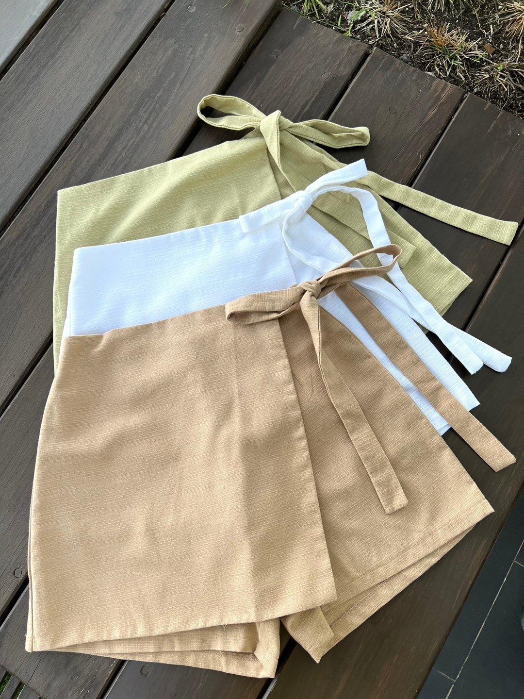 natural cotton skirt pants - 女装短裤 - 棉．麻 绿色