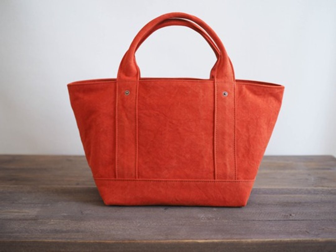 Made-to-order [ARMY DUCK] Tote M Orange with lid - 手提包/手提袋 - 棉 橘色
