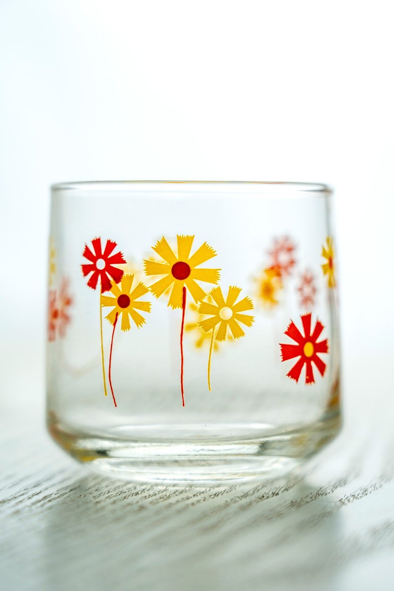 日本制 昭和 早期印花玻璃冷茶杯  中古如新 台湾包邮 - 玻璃杯 - 玻璃 透明