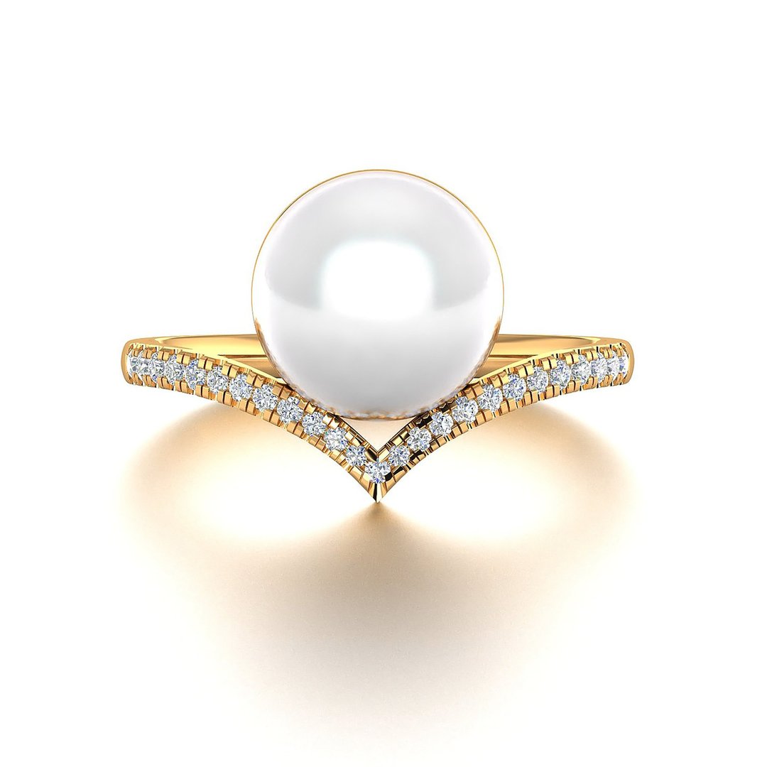 【PurpleMayJewellery】18K Akoya日本珍珠钻石戒指 婚戒订制R030 - 戒指 - 珍珠 白色