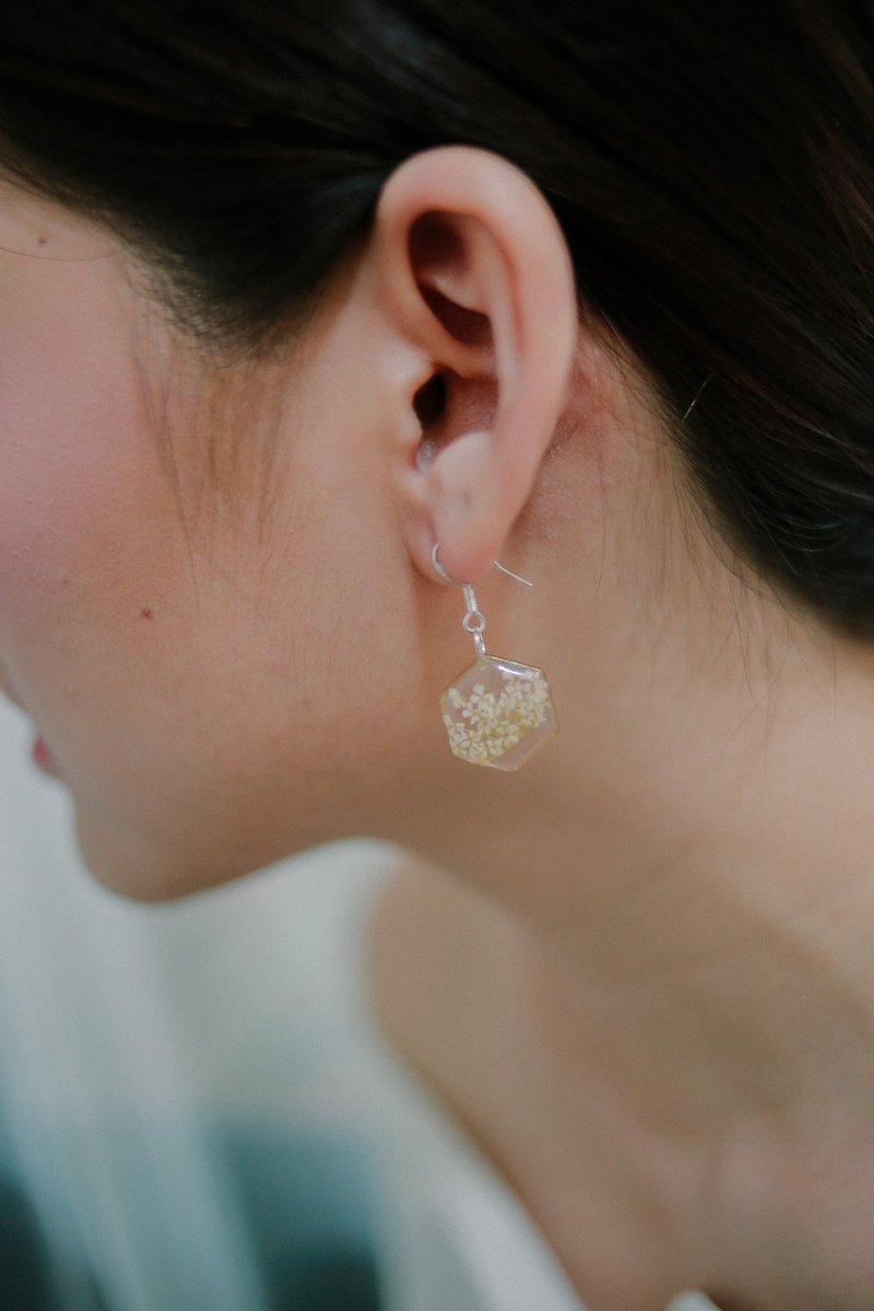 Hexagon "Ammi majus" Earring -sliver92.5% - 耳环/耳夹 - 植物．花 透明