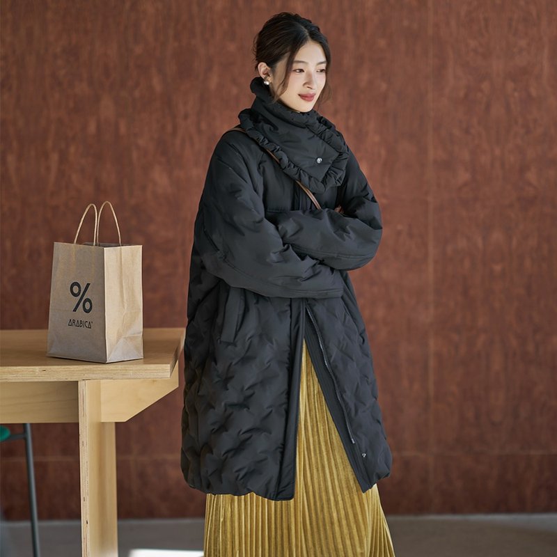 黑色直充印花羽绒服|外套|冬款|Sora-1398 - 女装休闲/机能外套 - 聚酯纤维 黑色