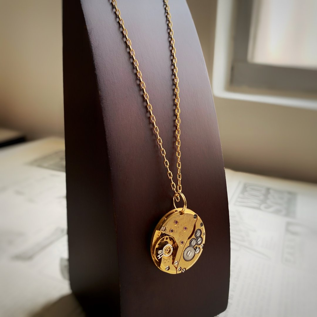 1960 古董表机芯镶 金 moon light - 项链 - 其他金属 金色