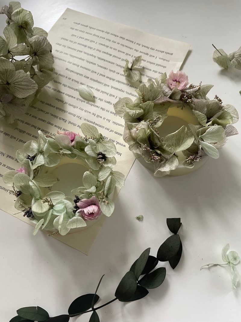 森林物语系列 - 清新花圈香蜡挂片 - 香薰/精油/线香 - 蜡 绿色