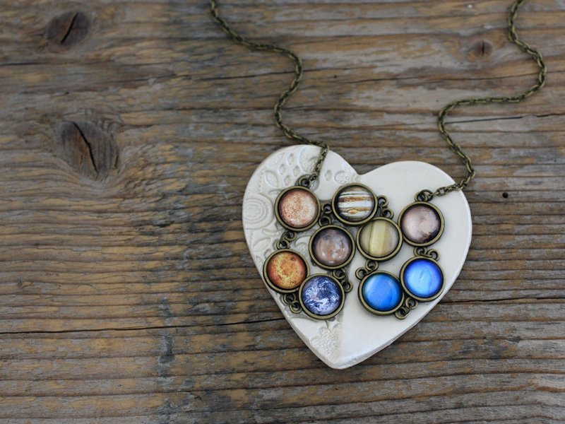 Solar System Necklace, Planets Necklace, Solar System, Planet Necklace, Only Planets Necklace, Space Necklace, Galaxy, Science Necklace - 项链 - 其他金属 多色