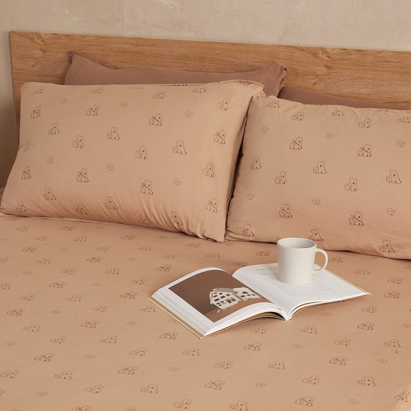 DINOTAENG | QUOKKA & BOBO 纯棉印花床包-大地棕 - 寝具 - 棉．麻 咖啡色