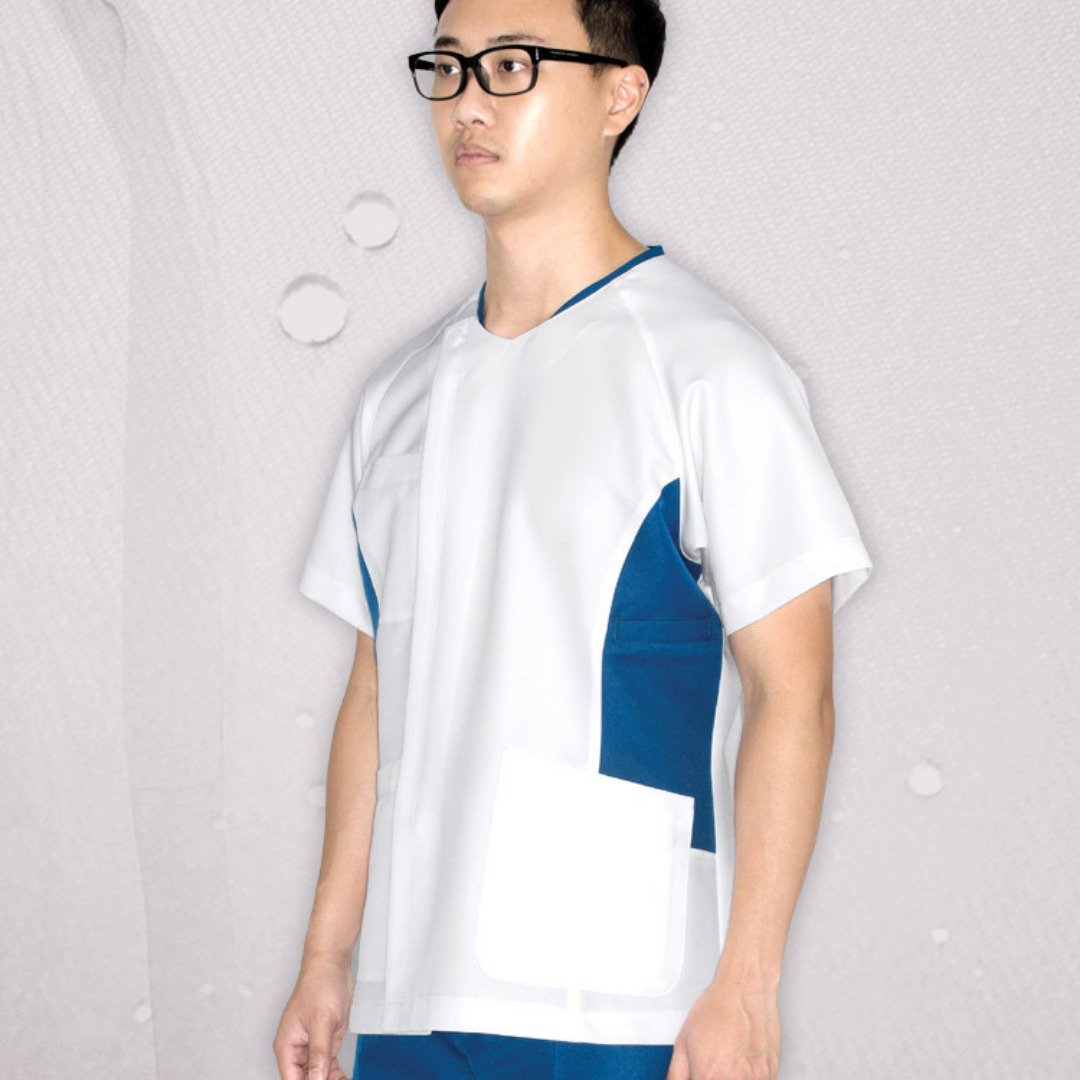 多色拉链纳米抗菌护士护理员短袖上衣医美诊所制服NM6113 - 男装上衣/T 恤 - 聚酯纤维 多色