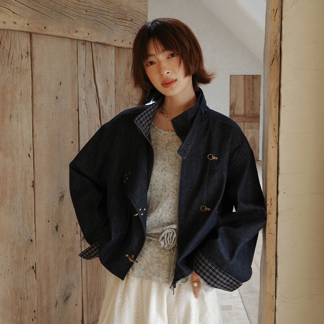 立领牛仔上衣短裤套装 | 外套 | 裤子 | 春款|Sora-2059 - 女装休闲/机能外套 - 棉 