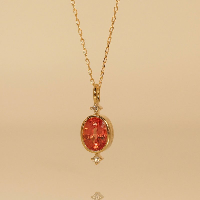 18K金橙色宝石的椭圆形项链18K Gold The Bezel Oval Necklace wi - 项链 - 贵金属 