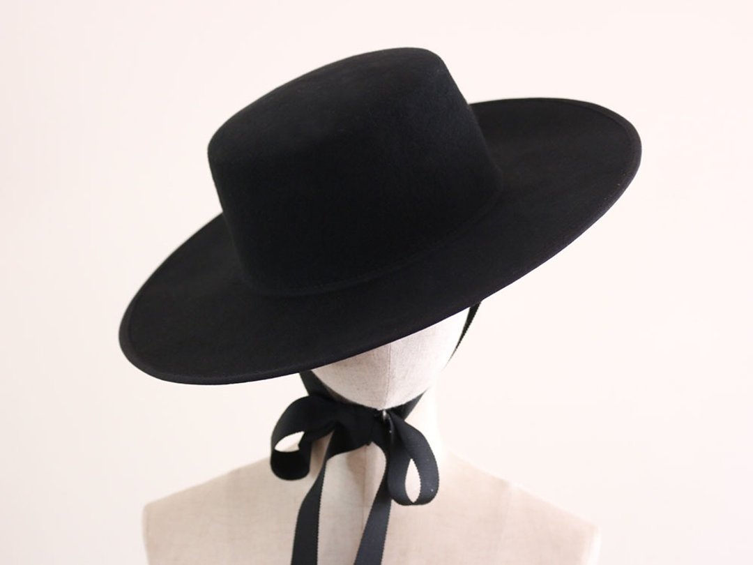 Black Boater Hat Fred Winter - 帽子 - 羊毛 黑色