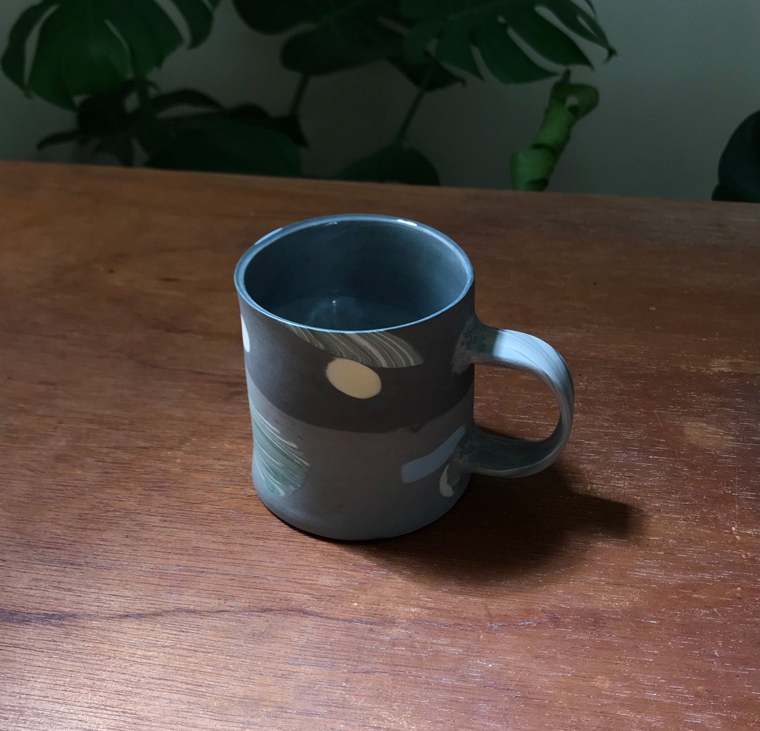 灰色拼贴把杯 - 咖啡杯/马克杯 - 瓷 