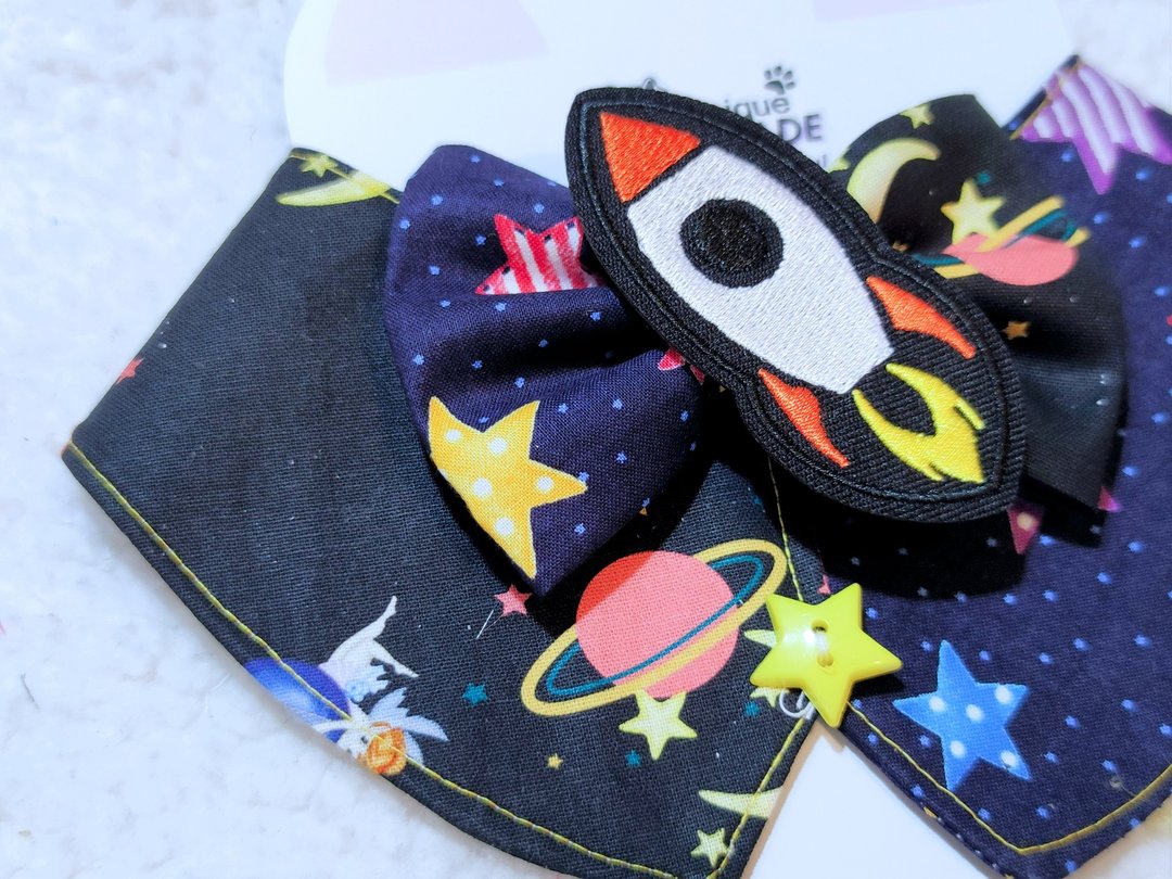 Two tone 小背心 星球太空星星 煲呔造型颈饰 颈项 collar - 衣/帽 - 棉．麻 蓝色