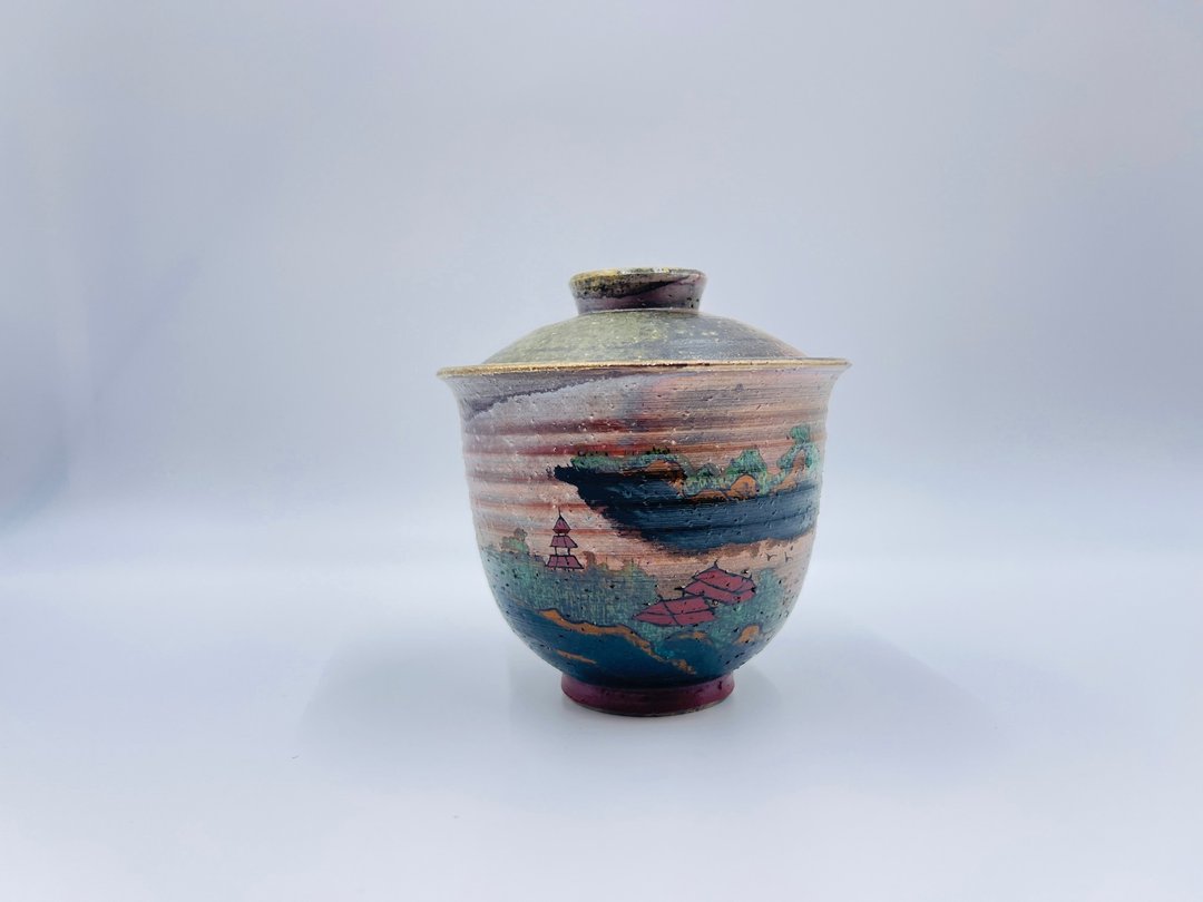 柴烧陶瓷手绘盖碗 - 茶具/茶杯 - 陶 咖啡色