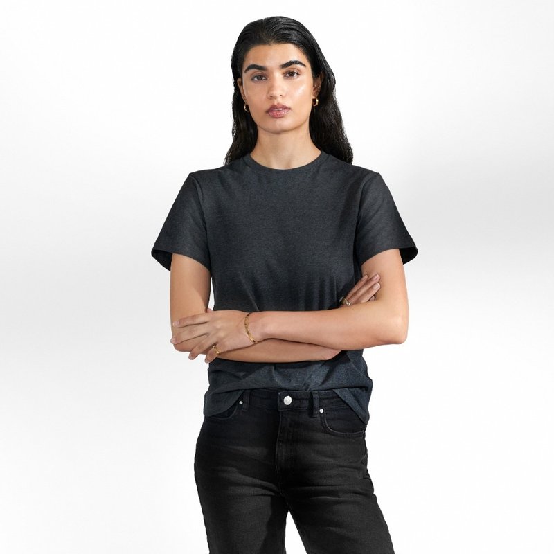 Bread & Boxers Crew-Neck Cotton 纯有机棉女用圆领T - 深灰 - 女装 T 恤 - 棉．麻 灰色