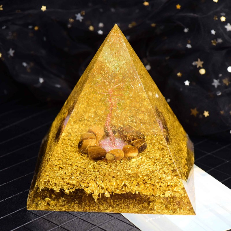 12cm超大金字塔奥根塔Orgonite/脉轮/冥想/能量橄榄石虎眼 - 摆饰 - 树脂 