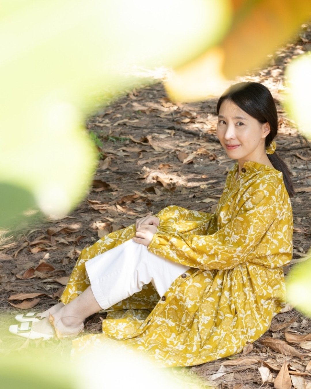 印度盖染工艺纯棉 长袖长版洋装/罩衫 －秋香黄 - 女装上衣 - 棉．麻 黄色