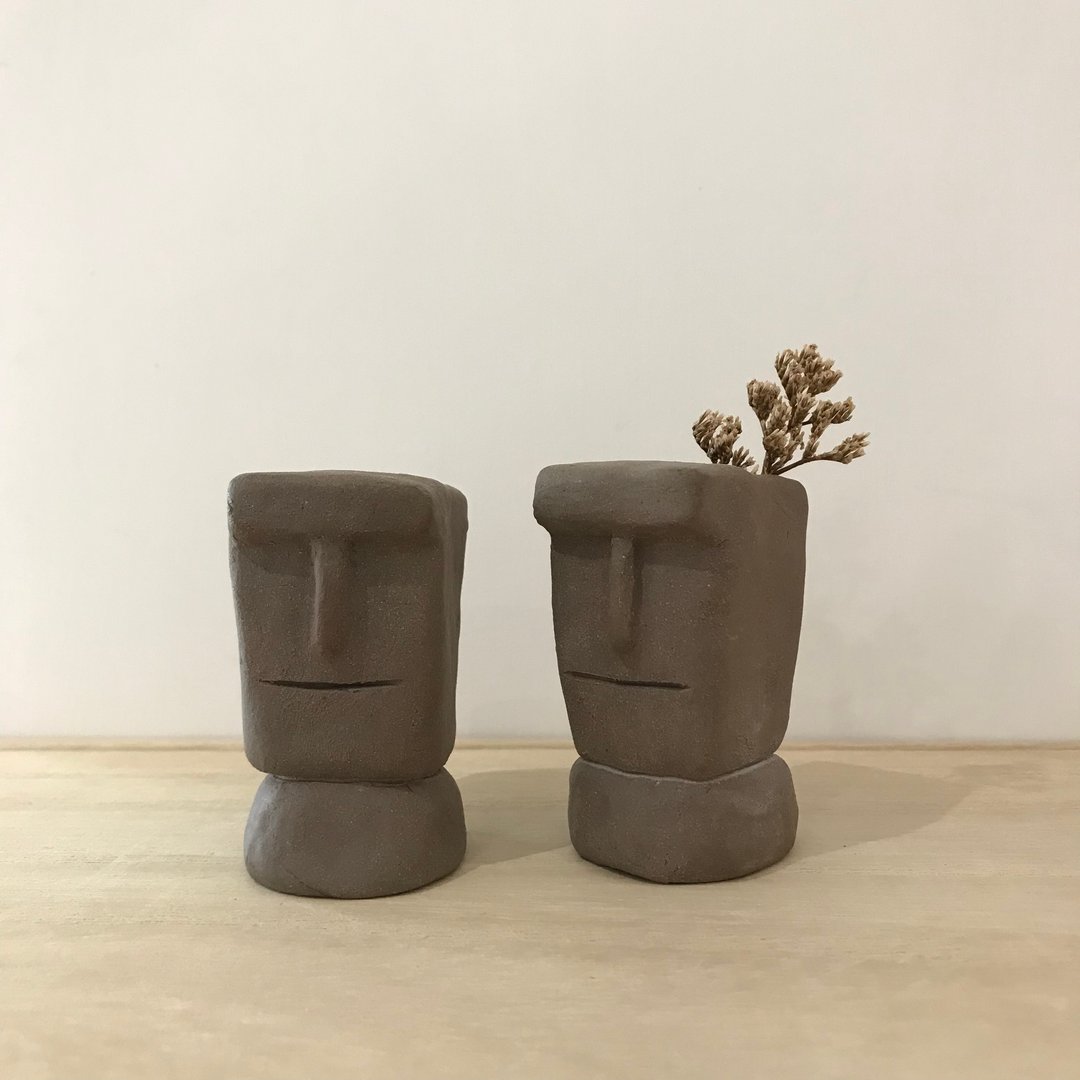 复活岛巨人小花盆 | 摆饰/花器 - 花瓶/陶器 - 陶 咖啡色