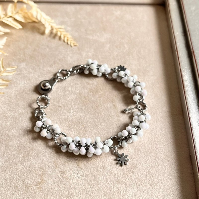 洒花转圈圈手环手链 (#1白五彩) 原创手工饰品 - 手链/手环 - 玻璃 白色