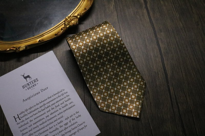 黄色真丝菱格领带/商务独特气质necktie - 领带/领带夹 - 丝．绢 多色