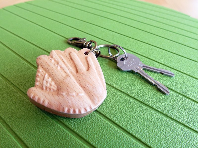 台湾加油 棒球原木钥匙圈 - 定制化刻字 -【运动系列】 - 钥匙链/钥匙包 - 木头 咖啡色