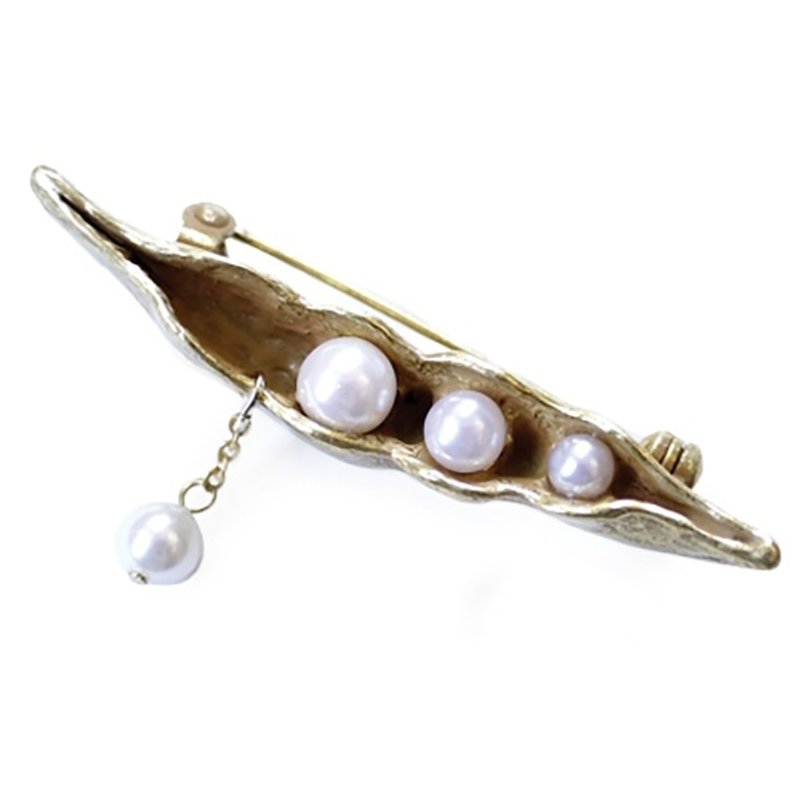 Snow Peas Brooch Sayaendo Brooch / Pin Brooch PB074 - 胸针 - 其他金属 金色