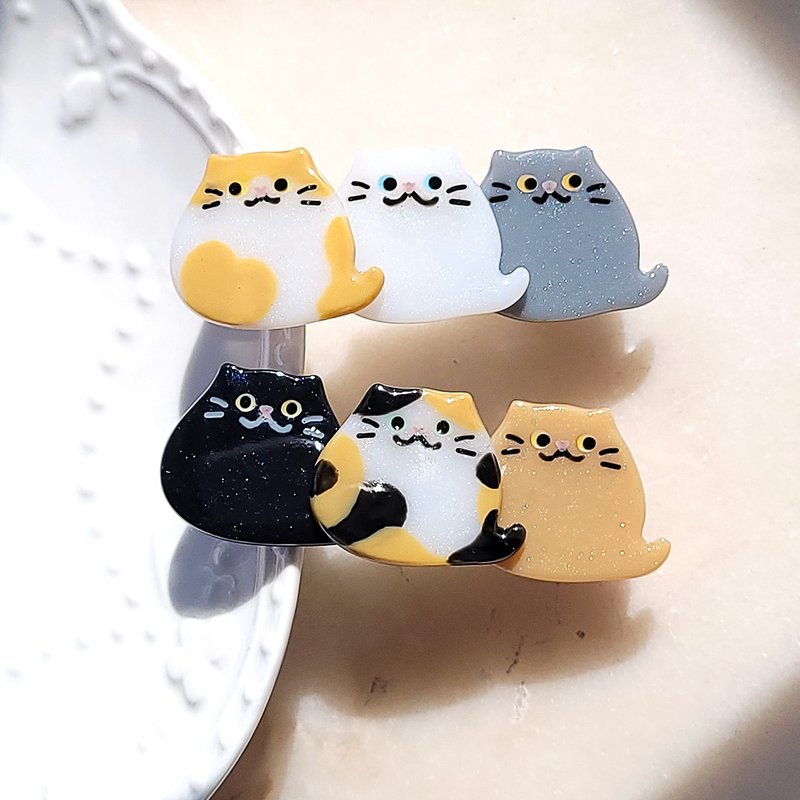 手绘三只猫咪发夹 任选颜色 发饰 - 发饰 - 树脂 橘色