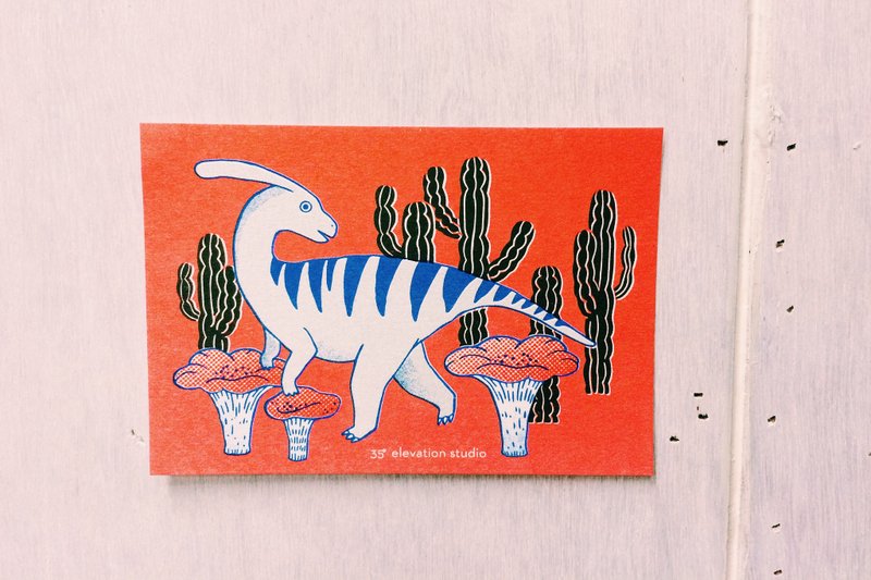 鸭嘴龙明信片 - 卡片/明信片 - 纸 红色