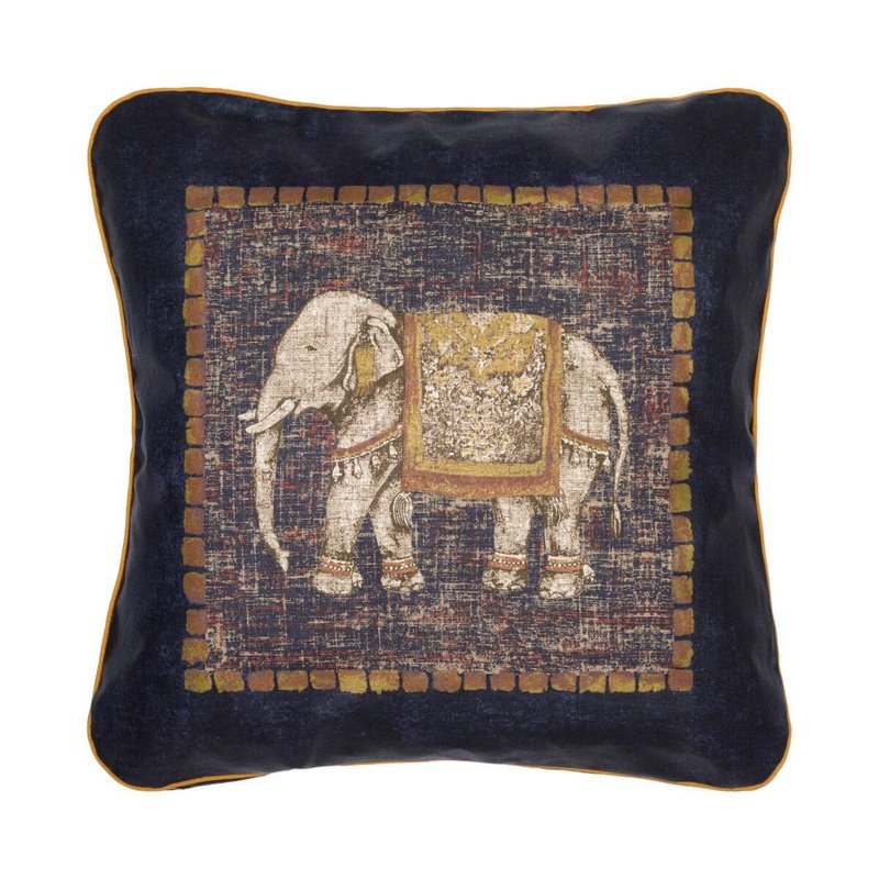泰国 抱枕/枕套 Traditional Elephant - Navy - 枕头/抱枕 - 棉．麻 蓝色