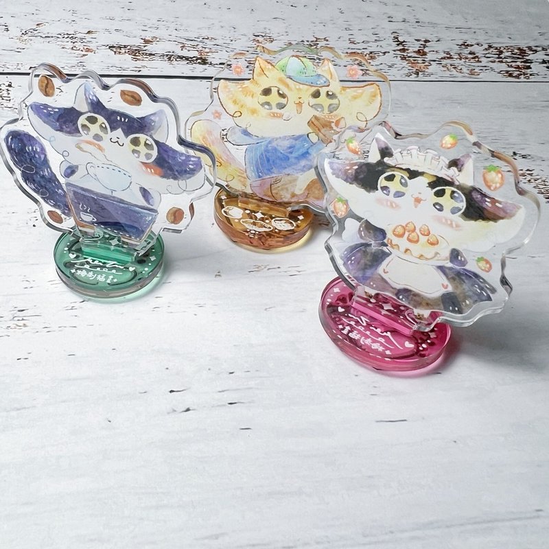 猫咪咖啡厅-硅胶压克力立牌印章(三款) - 印章/印台 - 压克力 