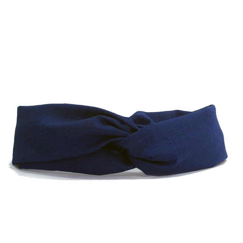 我所想念的 素色款 交叉发带 - 发带/发箍 - 棉．麻 蓝色