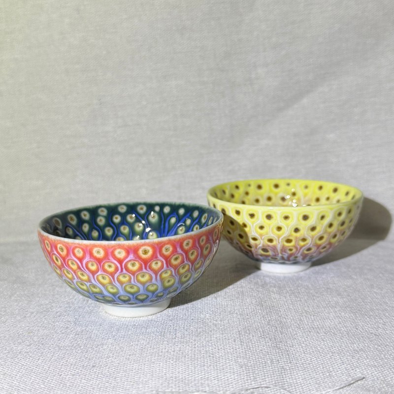 孔雀开屏 品茗对杯 80ml 邱毓宁 莺歌烧 A2-10 - 茶具/茶杯 - 瓷 多色