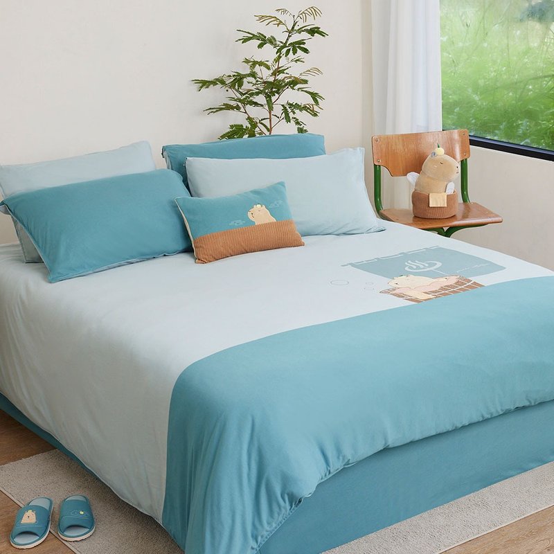 钱汤水豚 被套+枕套组-泉水绿 - 寝具 - 棉．麻 绿色