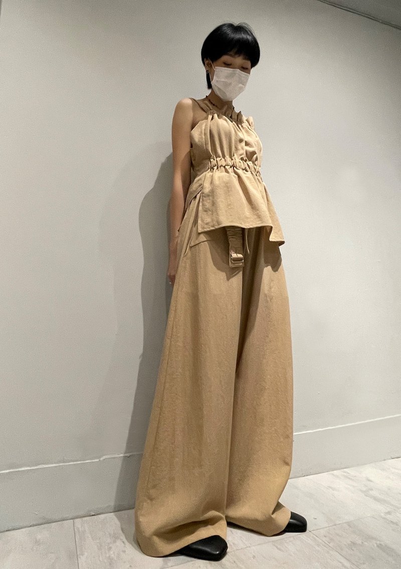 松紧腰带宽裤 - 中性裤装 - 其他人造纤维 灰色