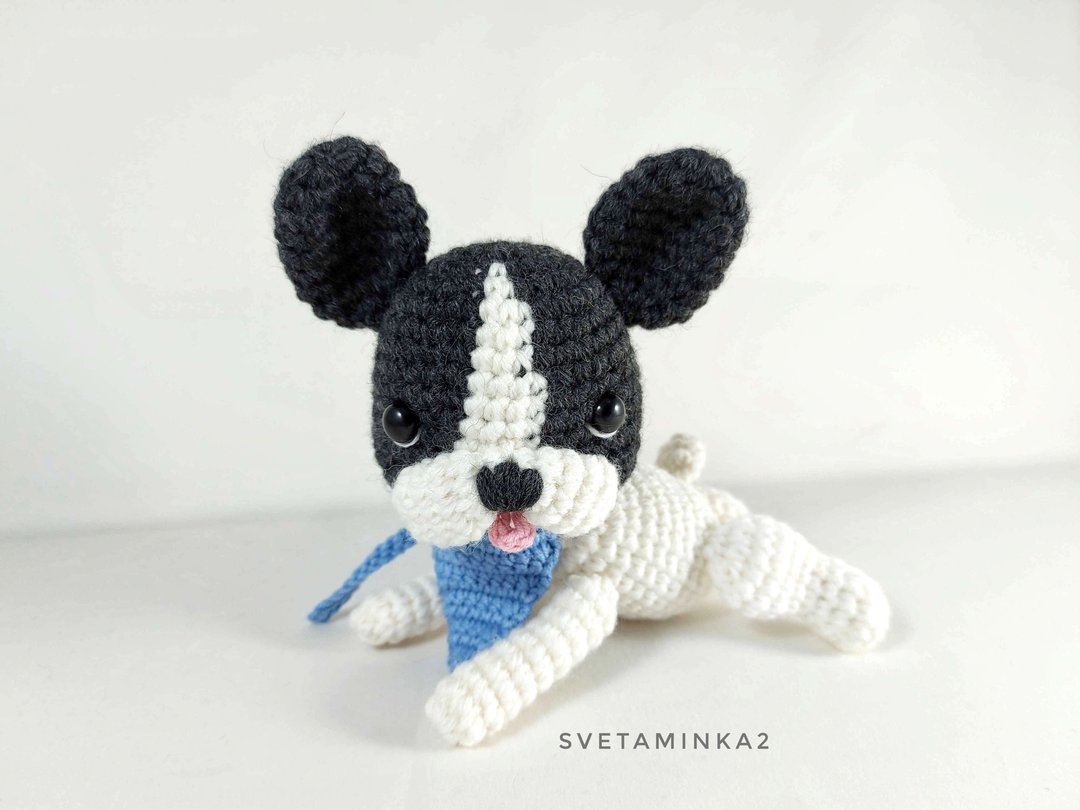 斗牛犬钩针图案 Amigurumi 狗法国斗牛犬 Frenchie 小狗教程 - 手工艺教程/工具书 - 其他材质 