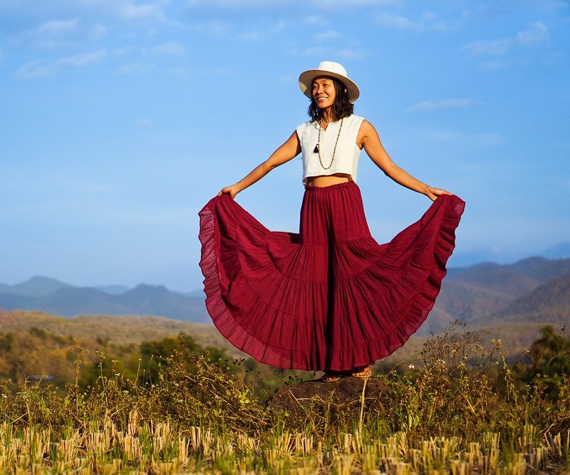 Palazzo 裤子 女式裤子 宽松棉质裤子 女式紫色裤子 Palazzo - 女装长裤 - 其他材质 