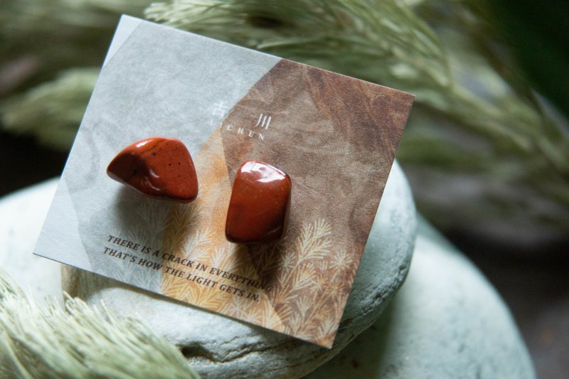 CRACK | 矿物系耳环 |  EARRINGS - 耳环/耳夹 - 玉石 红色