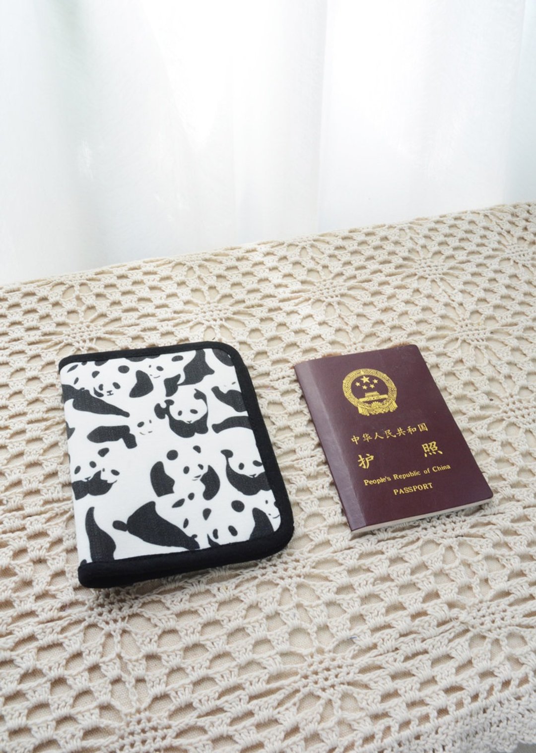可爱panda 熊猫 防水轻便 机票包 大容量护照夹 支持定制 - 护照夹/护照套 - 棉 黑色