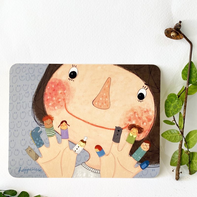 万用卡/祝福卡/感谢卡/Dolly朵力/happiness/手指偶 - 卡片/明信片 - 纸 蓝色