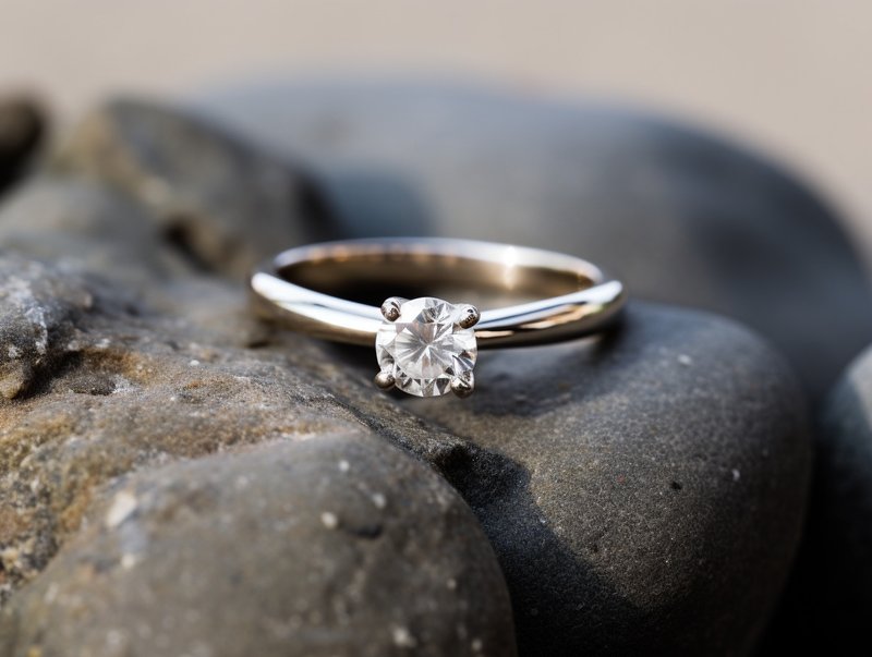 小资款| 求婚戒指 | IGI证书1卡圆形钻石戒指 - 戒指 - 贵金属 银色