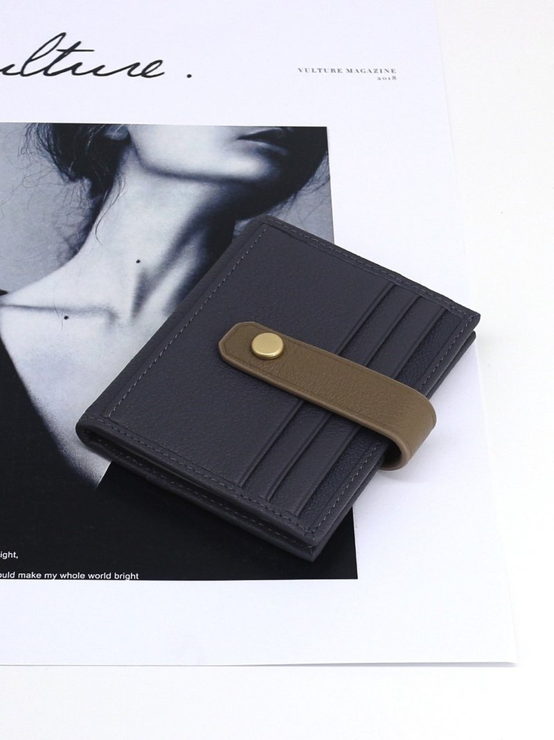 【Gift】真皮 山羊皮 搭扣卡包 - 皮夹/钱包 - 真皮 