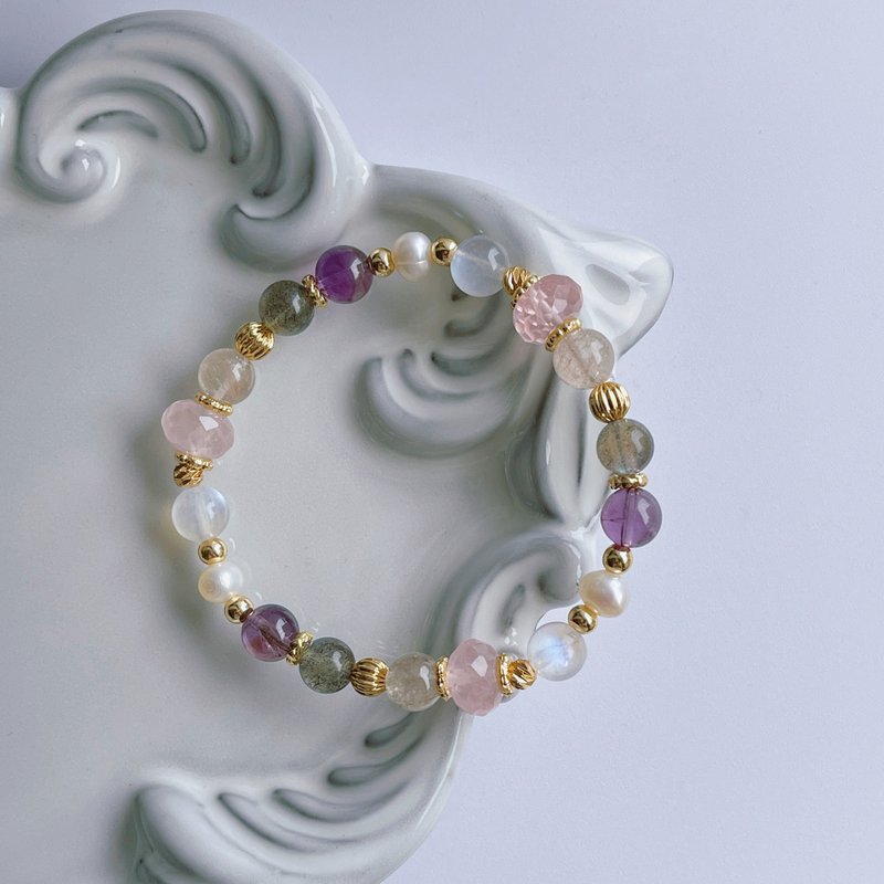 薇诺娜拉的夜光祷歌丨紫水晶+拉长石丨安抚焦虑 提升直觉丨定制化 - 手链/手环 - 水晶 紫色