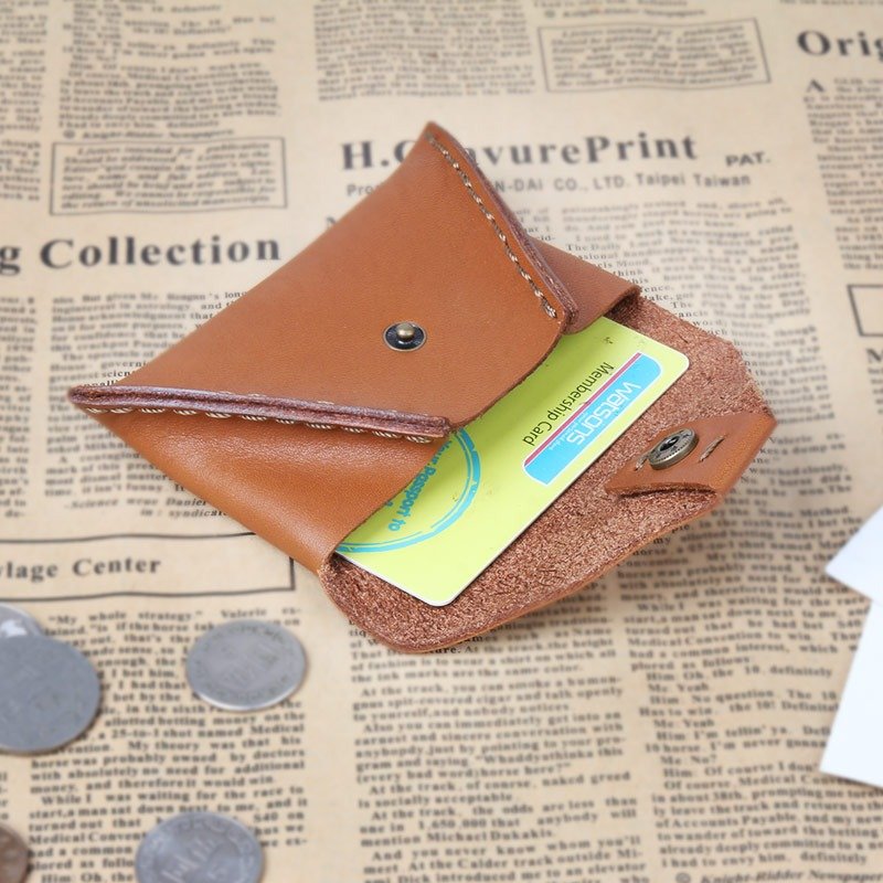 JIMMY RACING 手工皮革卡片夹 零钱包 - 零钱包 - 真皮 咖啡色