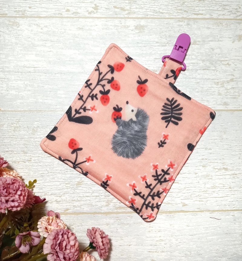 幼儿园/八层纱儿童手帕/手帕夹/擦手巾/小方巾-花园刺猬(绝版) - 手帕/方巾 - 棉．麻 多色