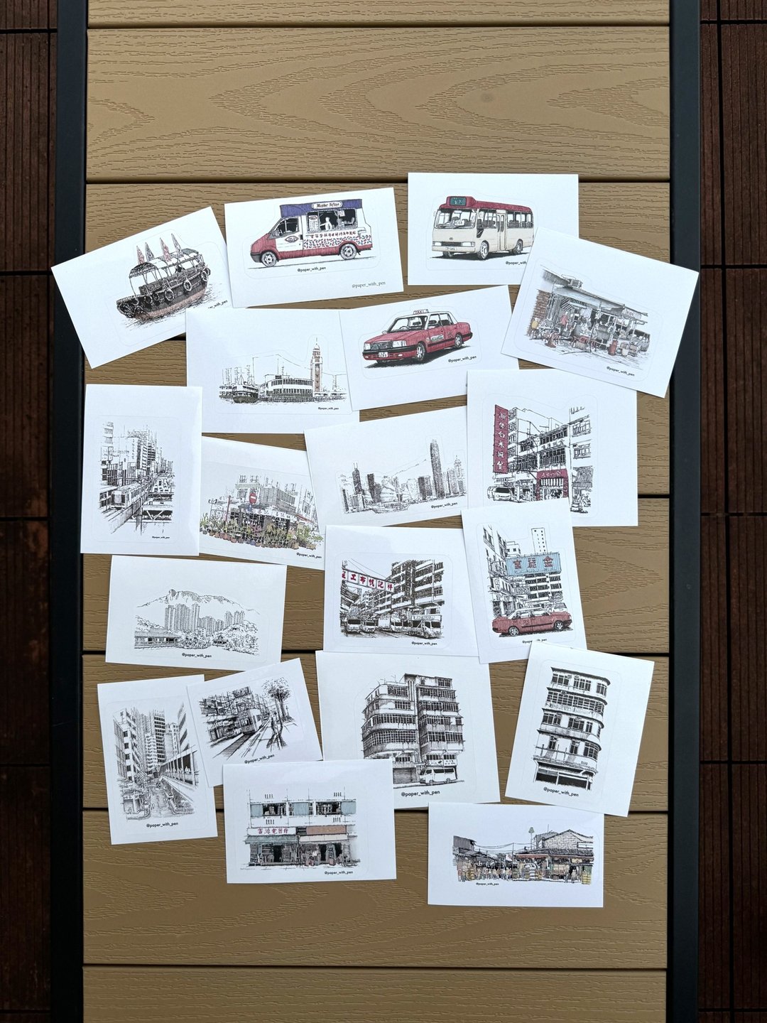 香港手绘城市街景贴纸套装 (附有19张) - 贴纸 - 塑料 